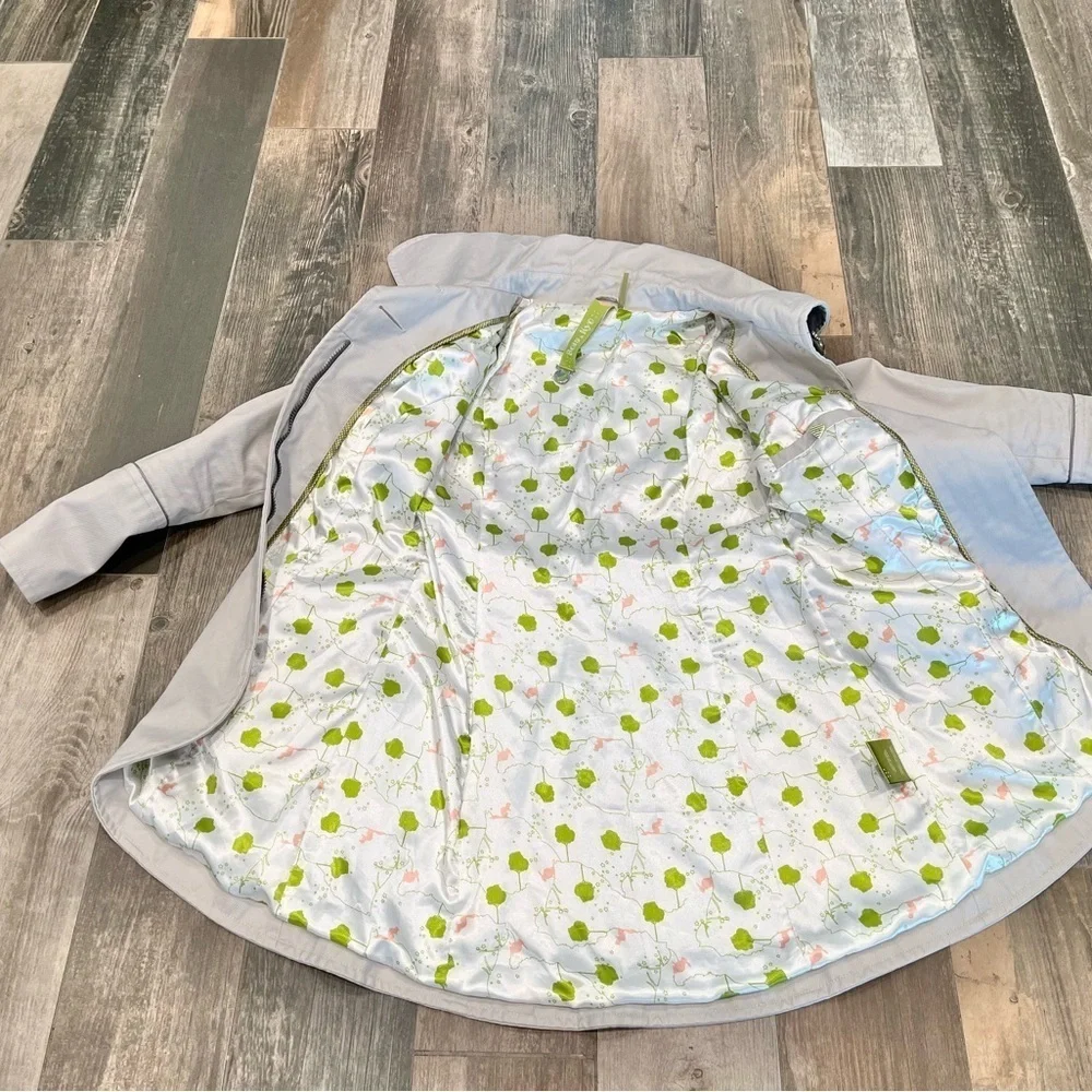 SOIA & KYO Anthropologie Gray Cotton Oversized Collar Trench Coat, Size Small - Picture 8 of 11